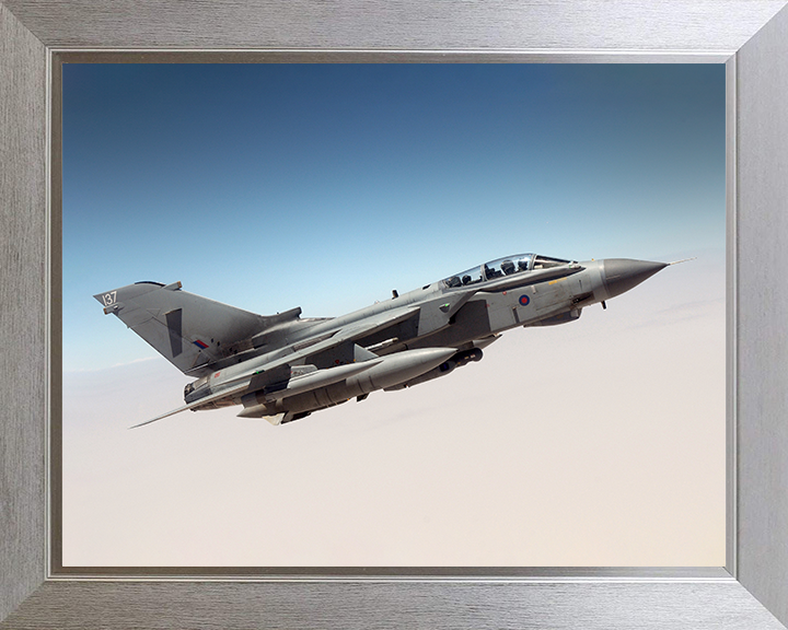 RAF Tornado GR4 Jet on patrol over the Middle East Photo Print - Royal Air Force Aircraft Posters, Prints, & Visual Artwork Hampshire Prints 10 x 8 Silver Frame No