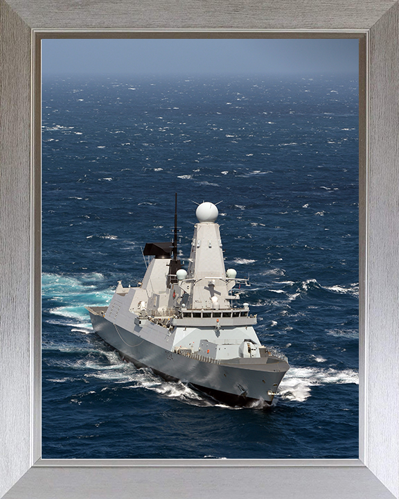 HMS Diamond (D34) Royal Navy Type 45 Destroyer Underway Portrait Photo Print Wall Art Decor Posters, Prints, & Visual Artwork Hampshire Prints 10 x 8 Silver Frame No