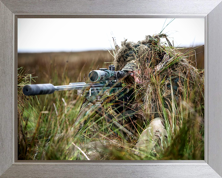 RAF Regiment Sniper Photo Print - Royal Air Force Hampshire Prints 10 x 8 Silver Frame No