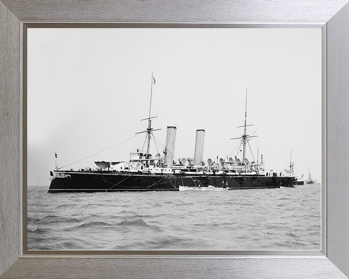 HMS Blake (1889) Royal Navy Blake Class Cruiser Port Side View Photo Print Wall Art Decor Posters, Prints, & Visual Artwork Hampshire Prints 10 x 8 Silver Frame No