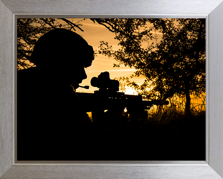 RAF Regiment Silhouette Photo Print - Royal Air Force Hampshire Prints 10 x 8 Silver Frame No