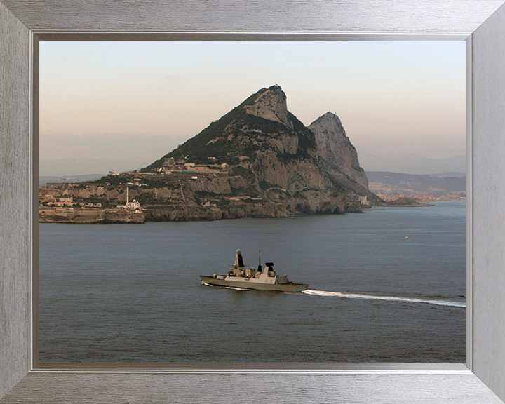 HMS Defender (D36) Photo Print - Gibraltar 2015 - Royal Navy Type 45 Destroyer Hampshire Prints 10 x 8 Silver Frame No