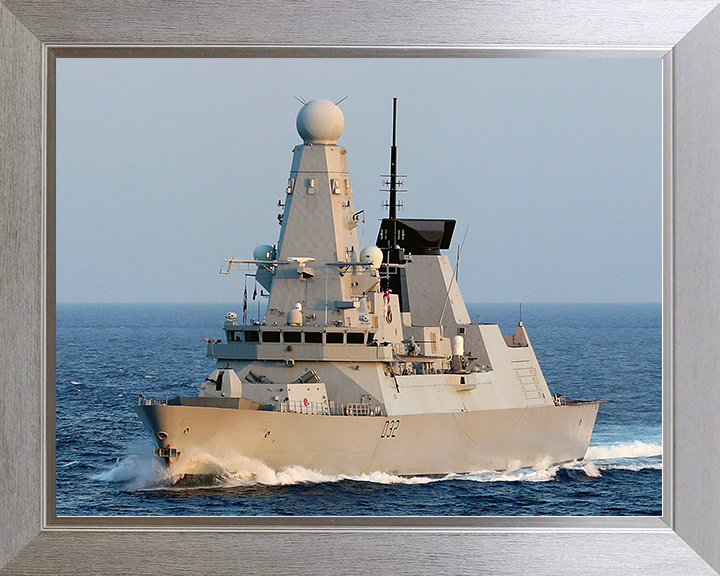 HMS Daring (D32) Royal Navy Type 45 Destroyer Port Bow View Photo Print Wall Art Decor Posters, Prints, & Visual Artwork Hampshire Prints 10 x 8 Silver Frame No