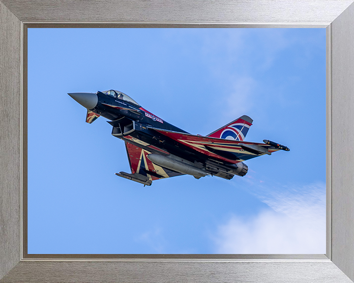 RAF Typhoon jet Flying Photo Print - Royal Air Force Aircraft Hampshire Prints 10 x 8 Silver Frame No