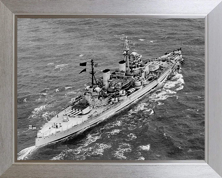 HMS Anson (79) Photo Print - at Sea 1949 - Royal Navy King George V Class Battleship Posters, Prints, & Visual Artwork Hampshire Prints 10 x 8 Silver Frame No