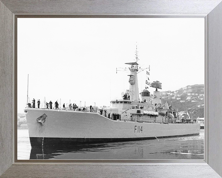 HMS Ajax (F114) Royal Navy Leander Class Frigate Photo Print Warship Wall Art Posters, Prints, & Visual Artwork Hampshire Prints 10 x 8 Silver Frame No