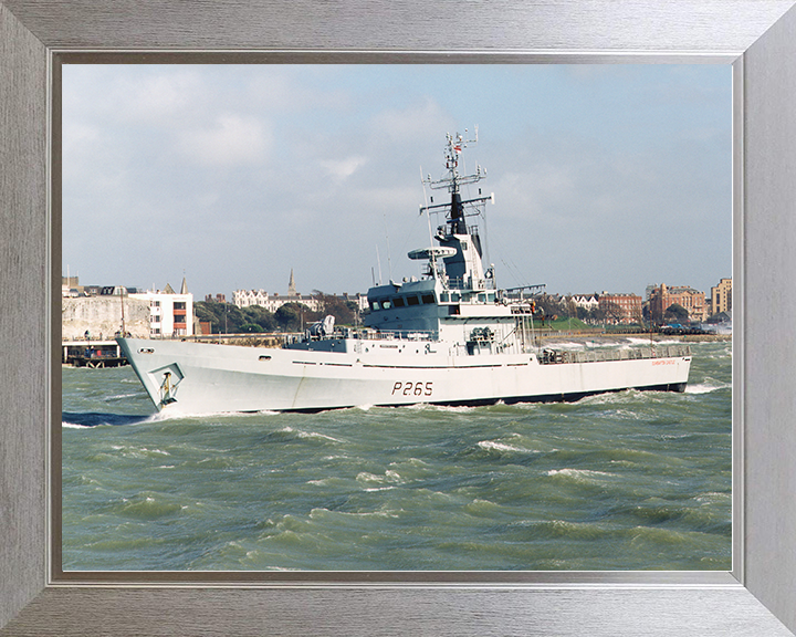 HMS Dumbarton Castle (P265) Royal Navy Castle Class Patrol Vessel Portsmouth Photo Print Wall Art Decor Posters, Prints, & Visual Artwork Hampshire Prints 10 x 8 Silver Frame No