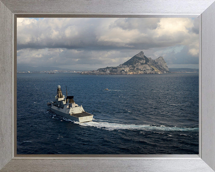 HMS Daring (D32) Photo Print - Off Gibraltar Feb 2014 - Royal Navy Type 45 Destroyer Posters, Prints, & Visual Artwork Hampshire Prints 10 x 8 Silver Frame No