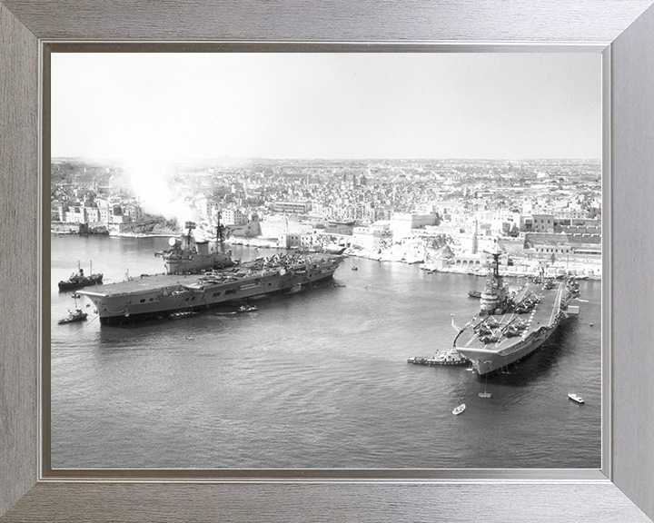 HMS Centaur (R06) and HMS Eagle (R05) Royal Navy Aircraft Carriers Malta Photo Print Wall Art Decor Posters, Prints, & Visual Artwork Hampshire Prints 10 x 8 Silver Frame No