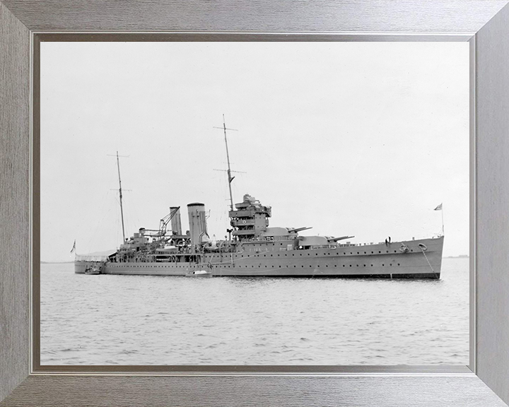 HMS York (90) Photo Print - At Anchor 1931 - Royal Navy York Class Heavy Cruiser Hampshire Prints 10 x 8 Silver Frame No