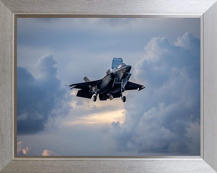 F-35B Lighting Jet Hovering Before Landing Photo Print - Royal Navy Aircraft Posters, Prints, & Visual Artwork Hampshire Prints 10 x 8 Silver Frame No
