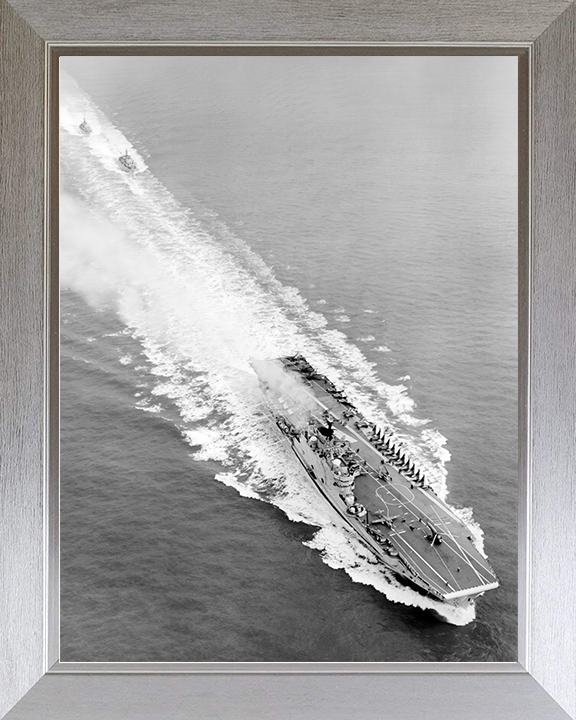HMS Eagle (R05) Royal Navy Audacious Class Aircraft Carrier From Above Photo Print Wall Art Decor Posters, Prints, & Visual Artwork Hampshire Prints 10 x 8 Silver Frame No