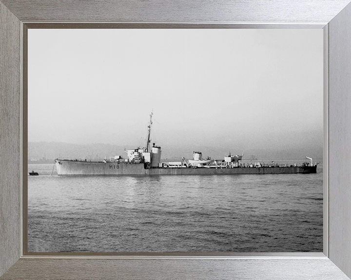 HMS Sabre (H18) Photo Print - At a Buoy 1944 - Royal Navy S Class Destroyer Posters, Prints, & Visual Artwork Hampshire Prints 10 x 8 Silver Frame No