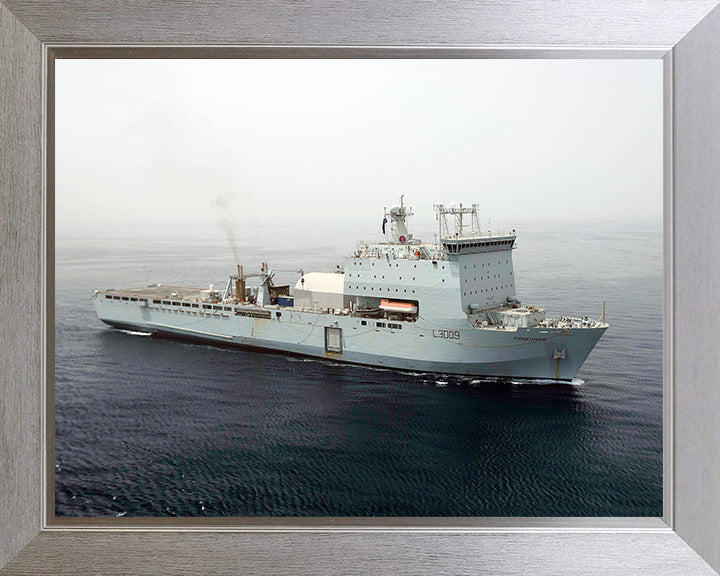 RFA Cardigan Bay (L3009) Photo Print - High Starboard Bow View - Royal Fleet Auxiliary Bay Class Dock Landing Ship Hampshire Prints 10 x 8 Silver Frame No