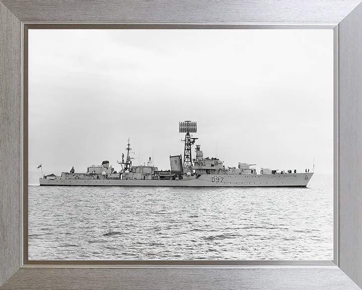 HMS Corunna (D97) Royal Navy Battle Class Destroyer Starboard Beam View Photo Print Wall Art Decor Posters, Prints, & Visual Artwork Hampshire Prints 10 x 8 Silver Frame No