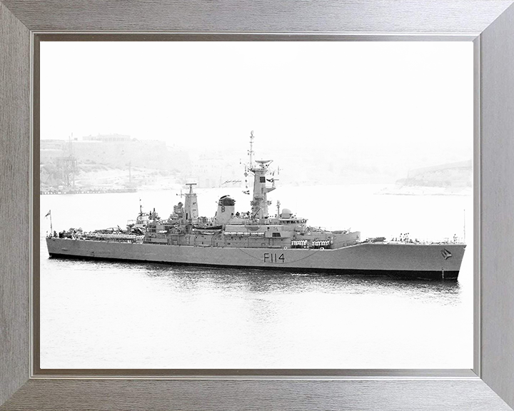 HMS Ajax (F114) Royal Navy Leander Class Frigate Photo Print Warship Wall Art Posters, Prints, & Visual Artwork Hampshire Prints 10 x 8 Silver Frame No