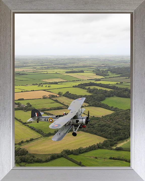Swordfish Mk1 Plane in flight Photo Print - Royal Navy Aircraft Hampshire Prints 10 x 8 Silver Frame No