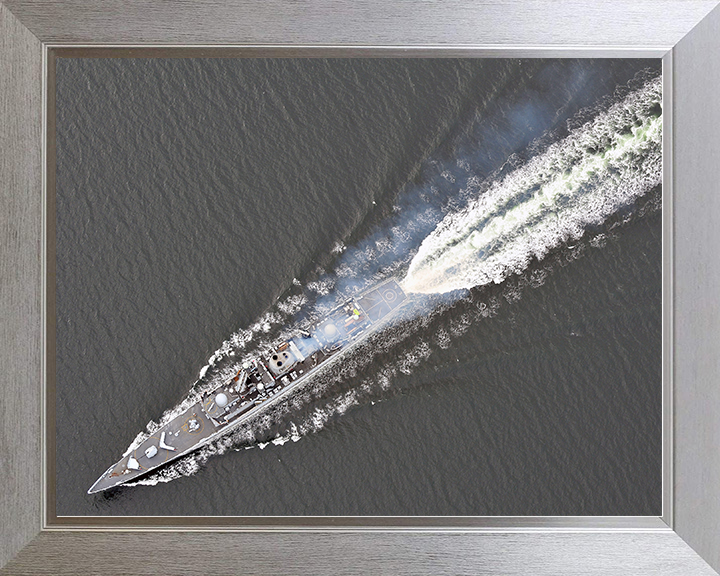 HMS Edinburgh (D97) Royal Navy Type 42 Destroyer From Above Photo Print Wall Art Decor Posters, Prints, & Visual Artwork Hampshire Prints 10 x 8 Silver Frame No
