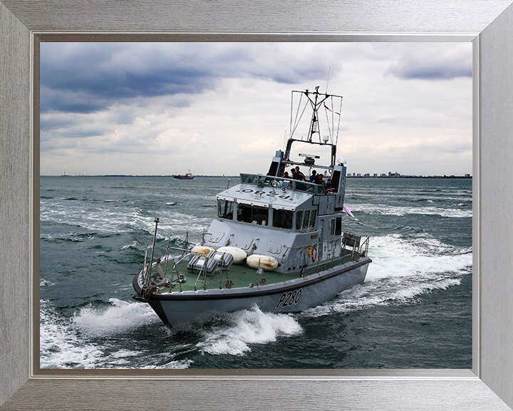 HMS Dasher (P280) Photo Print - At Sea 2017 - Royal Navy Archer Class P2000 Patrol Vessel Posters, Prints, & Visual Artwork Hampshire Prints 10 x 8 Silver Frame No