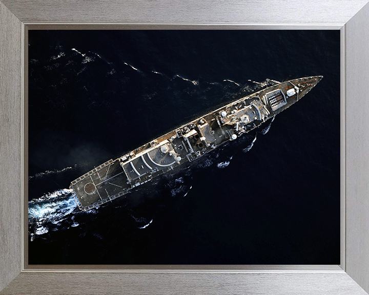 HMS Northumberland (F238) Photo Print - From Above 2008 - Royal Navy Type 23 Frigate Hampshire Prints 10 x 8 Silver Frame No