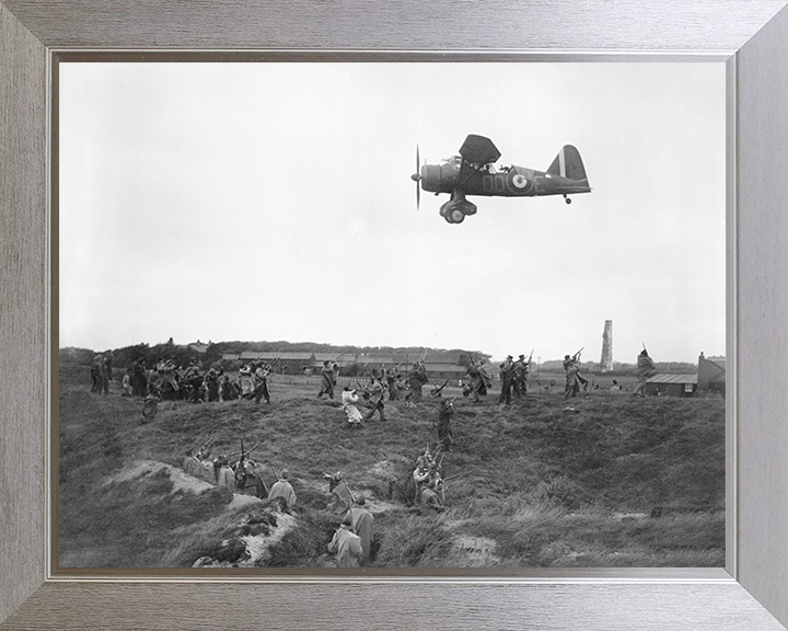 RAF Westland Lysander Flying over the Home Guard Photo Print - Royal Air Force Aircraft Posters, Prints, & Visual Artwork Hampshire Prints 10 x 8 Silver Frame No