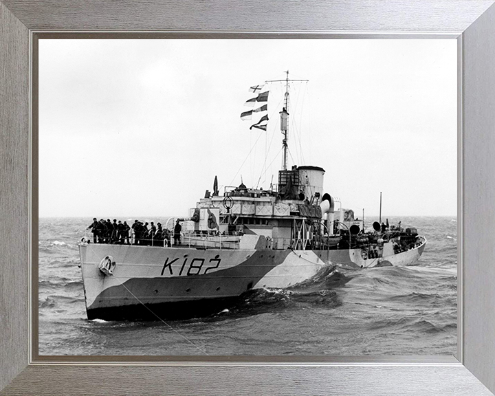 HMS Bittersweet (K182) Photo Print - Under Tow 1943 - Royal Navy Flower Class Corvette Hampshire Prints 10 x 8 Silver Frame No