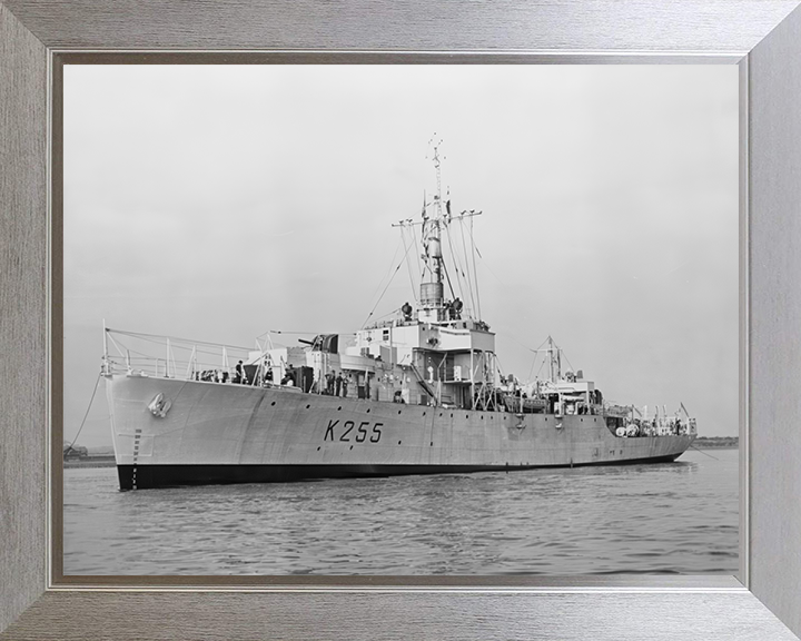 HMS Ballinderry (K255) Photo Print - At Anchor 1943 - Royal Navy River Class Frigate Hampshire Prints 10 x 8 Silver Frame No