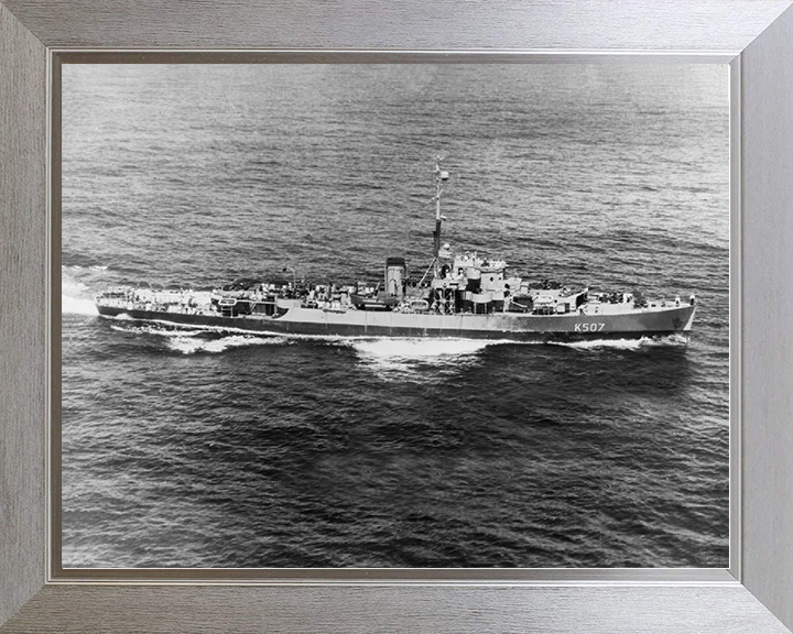 HMS Dominica (K507) Royal Navy Colony Class Frigate At sea 1944 Photo Print Wall Art Decor Posters, Prints, & Visual Artwork Hampshire Prints 10 x 8 Silver Frame No