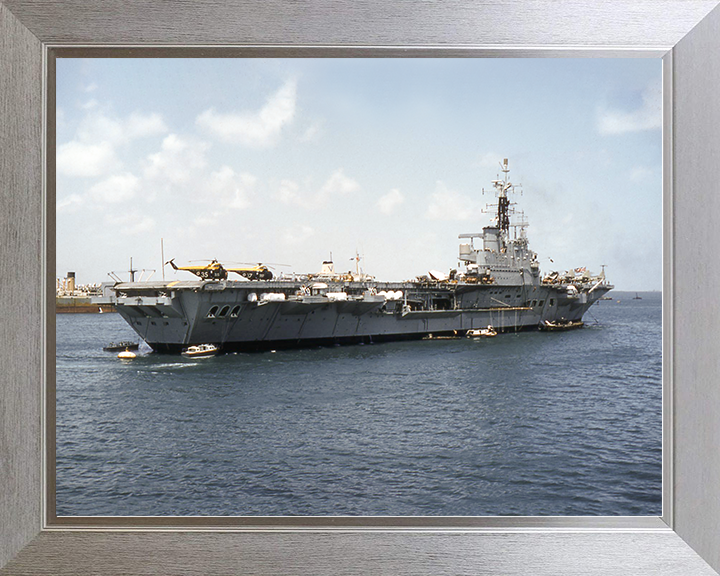 HMS Centaur (R06) Royal Navy Centaur Class Carrier At Anchor Photo Print Wall Art Decor Posters, Prints, & Visual Artwork Hampshire Prints 10 x 8 Silver Frame No