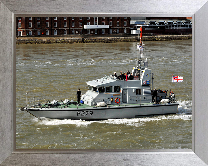 HMS Blazer (P279) Photo Print - Leaving Portsmouth 2014 - Royal Navy Archer Class P2000 Patrol Vessel Posters, Prints, & Visual Artwork Hampshire Prints 10 x 8 Silver Frame No