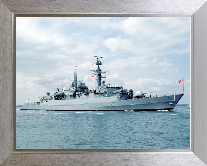 HMS Active (F171) Royal Navy Type 21 Frigate Photo Print Starboard View Warship Wall Art Posters, Prints, & Visual Artwork Hampshire Prints 10 x 8 Silver Frame No