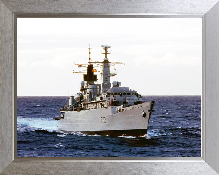 HMS Beaver (F93) Royal Navy Type 22 Frigate Starboard Bow View Photo Print Wall Art Decor Posters, Prints, & Visual Artwork Hampshire Prints 10 x 8 Silver Frame No