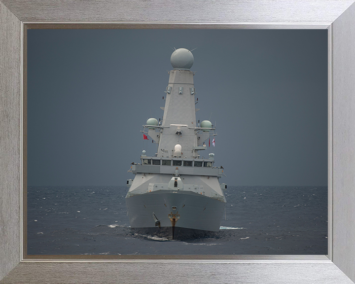HMS Dauntless (D33) Photo Print - Bow View 2012 - Royal Navy Type 45 Destroyer Hampshire Prints 10 x 8 Silver Frame No