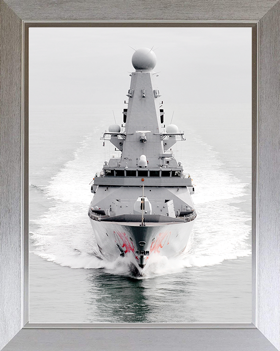 HMS Dragon (D35) Royal Navy Type 45 Destroyer Bow View 2011 Photo Print Wall Art Decor Posters, Prints, & Visual Artwork Hampshire Prints 10 x 8 Silver Frame No