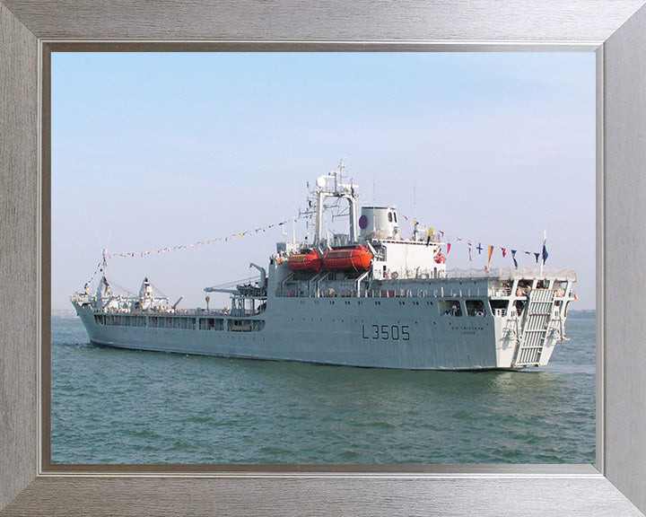 RFA Sir Tristram (L3505) Photo Print - Port Quarter View - Royal Fleet Auxiliary Round Table Class Ship Hampshire Prints 10 x 8 Silver Frame No