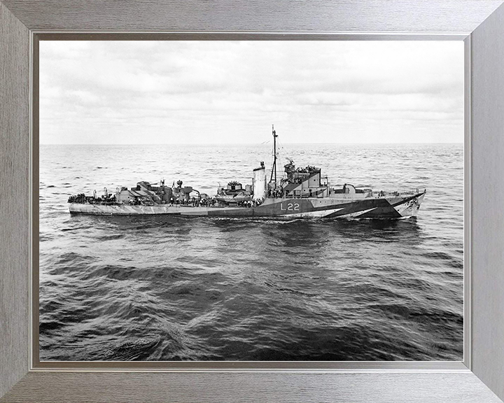 HMS Aldenham (L22) Royal Navy Hunt Class Escort Destroyer Starboard View Photo Print Wall Art Naval Decor Posters, Prints, & Visual Artwork Hampshire Prints 10 x 8 Silver Frame No