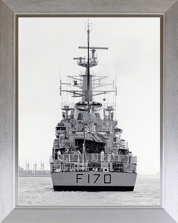 HMS Antelope (F170) Royal Navy Type 21 Frigate Stern View Photo Print Wall Art Decor Posters, Prints, & Visual Artwork Hampshire Prints 10 x 8 Silver Frame No