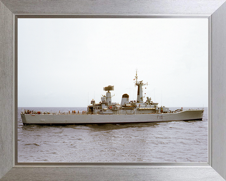 HMS Diomede (F16) Royal Navy Leander Class Frigate Starboard Beam View Photo Print Wall Art Decor Posters, Prints, & Visual Artwork Hampshire Prints 10 x 8 Silver Frame No