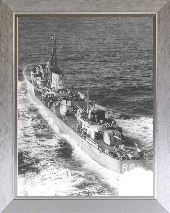 HMS Cambrian (R85) Royal Navy C Class Destroyer Port Quarter View Photo Print Wall Art Decor Posters, Prints, & Visual Artwork Hampshire Prints 10 x 8 Silver Frame No