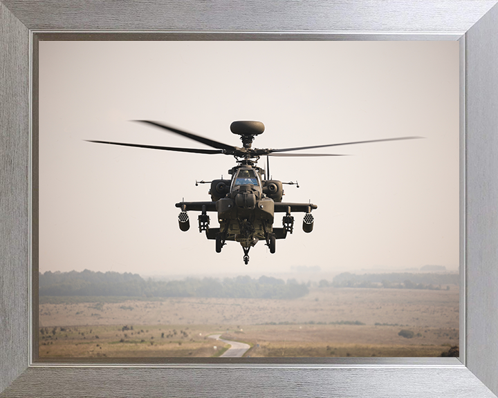 Army AH-64E Apache Helicopter Photo Print - British Army Hampshire Prints 10 x 8 Silver Frame No