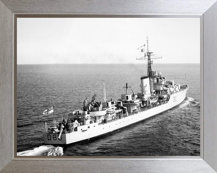 HMS Barfleur (D80) Photo Print - At Sea 1954 - Royal Navy Battle Class Destroyer Posters, Prints, & Visual Artwork Hampshire Prints 10 x 8 Silver Frame No