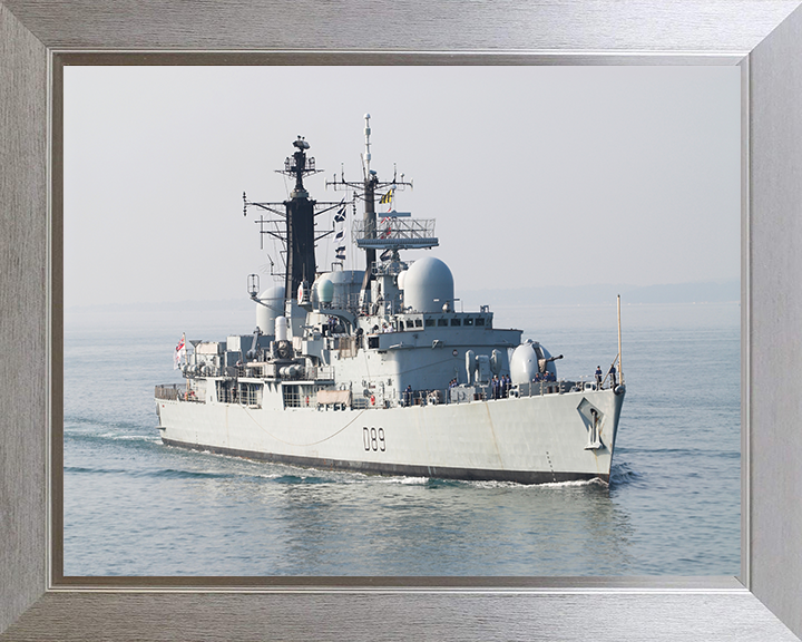 HMS Exeter (D89) Photo Print - Starboard Bow View - Royal Navy Type 42 Destroyer Posters, Prints, & Visual Artwork Hampshire Prints 10 x 8 Silver Frame No