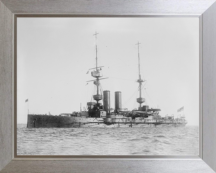 HMS Albemarle (1901) Royal Navy Pre Dreadnought Battleship Port Side View Photo Print Wall Art Naval Decor Posters, Prints, & Visual Artwork Hampshire Prints 10 x 8 Silver Frame No