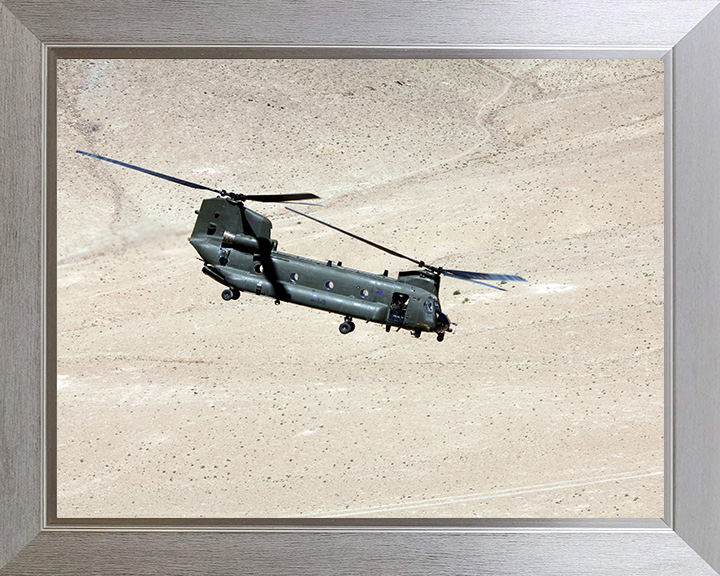 RAF Chinook Helicopter Afghanistan Photo Print - Royal Air Force Aircraft Hampshire Prints 10 x 8 Silver Frame No