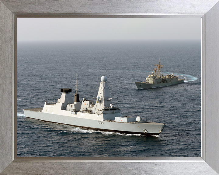 HMS Diamond (D34) Royal Navy Type 45 Destroyer HMAS Melbourne Photo Print Wall Art Decor Posters, Prints, & Visual Artwork Hampshire Prints 10 x 8 Silver Frame No