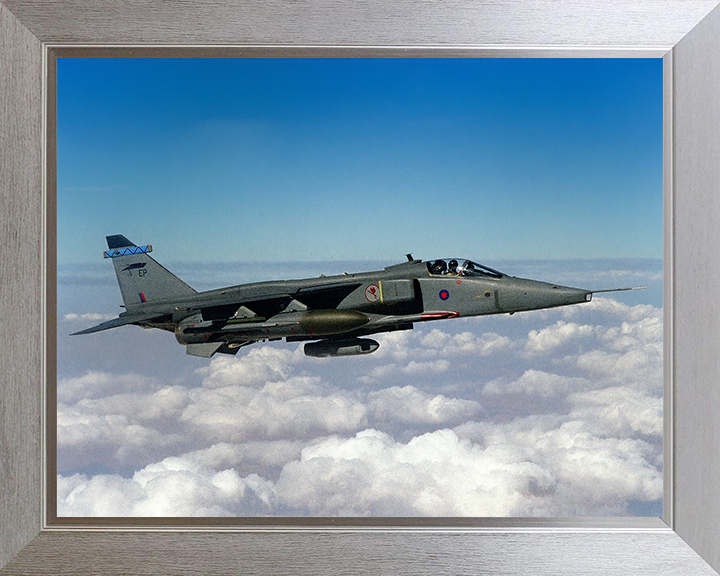 RAF Jaguar Jet in flight Photo Print - Royal Air Force Aircraft Hampshire Prints 10 x 8 Silver Frame No
