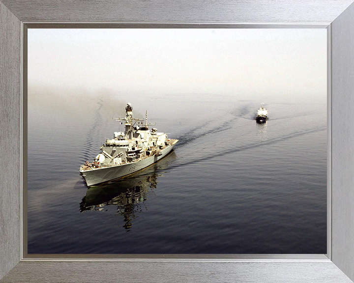 HMS Portland (F79) Photo Print - At Sea 2002 - Royal Navy Type 23 Frigate Hampshire Prints 10 x 8 Silver Frame No