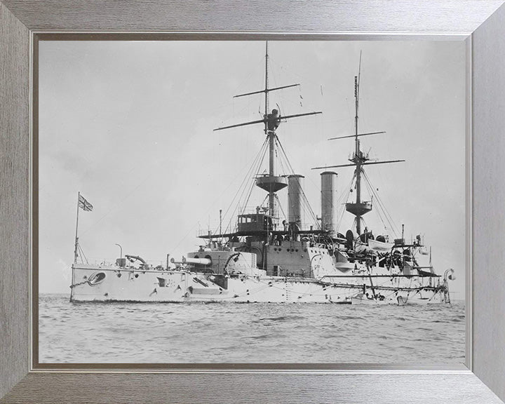 HMS Hood (1859) Photo Print - At Anchor - Royal Navy Cruiser Hampshire Prints 10 x 8 Silver Frame No