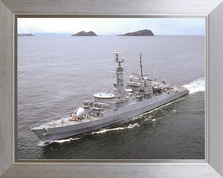 HMS Amazon (F169) Royal Navy Type 21 Frigate High Starboard Bow View Photo Print Wall Art Decor Posters, Prints, & Visual Artwork Hampshire Prints 10 x 8 Silver Frame No