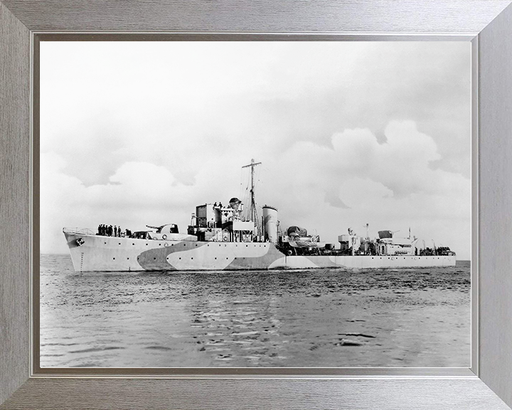 HMS Bleasdale (1940) Royal Navy Hunt Class Destroyer Port Side View Photo Print Wall Art Decor Posters, Prints, & Visual Artwork Hampshire Prints 10 x 8 Silver Frame No